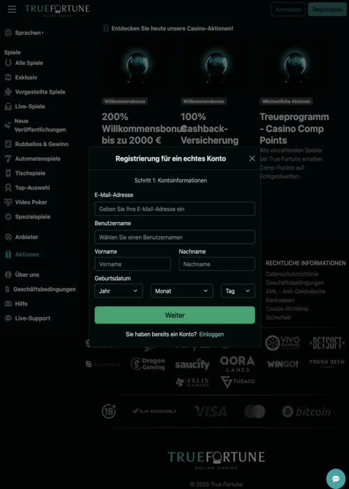 Einloggen True Fortune Casino<